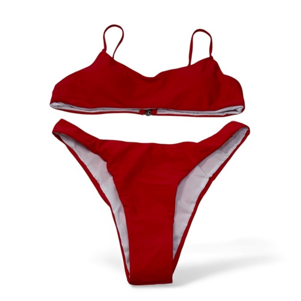 SHEIN Classic Red Bikini Set With Adjustable Straps And Padding In Size M